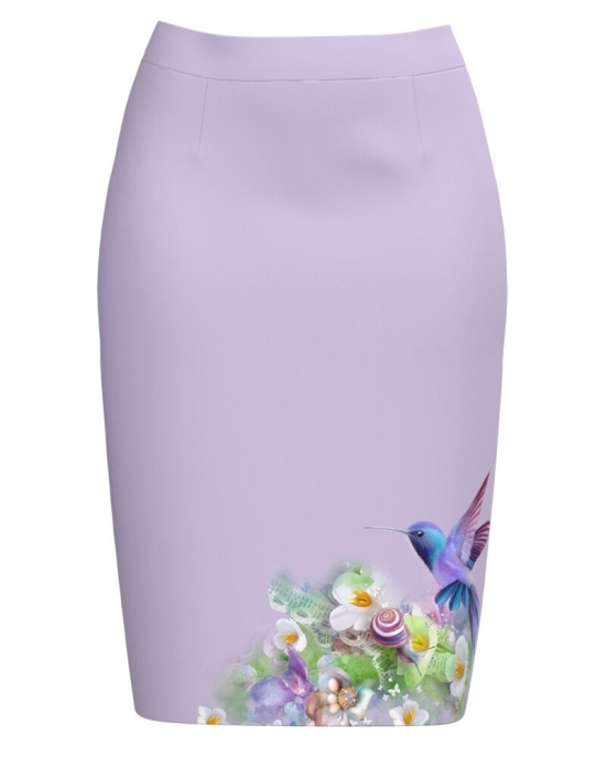 Fusta conica lila imprimata cu model Colibri CMD4114