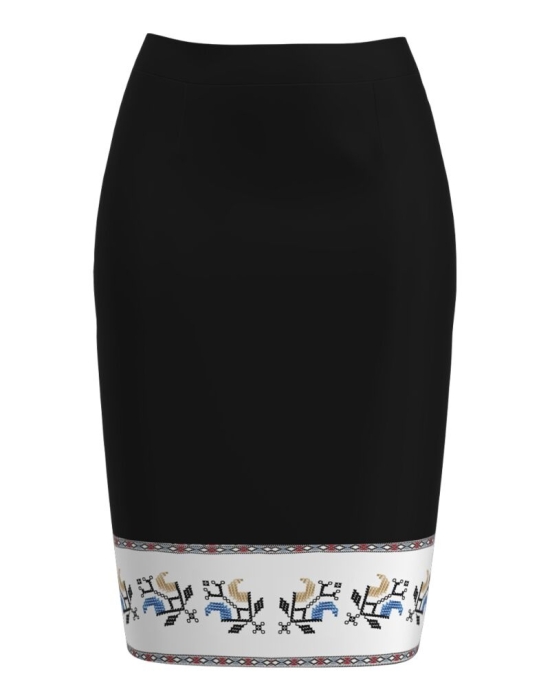 Fusta conica neagra imprimata cu model traditional CMD3886