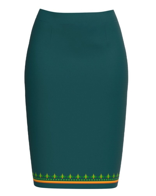 Fusta conica verde cu imprimeu in contrast CMD3042