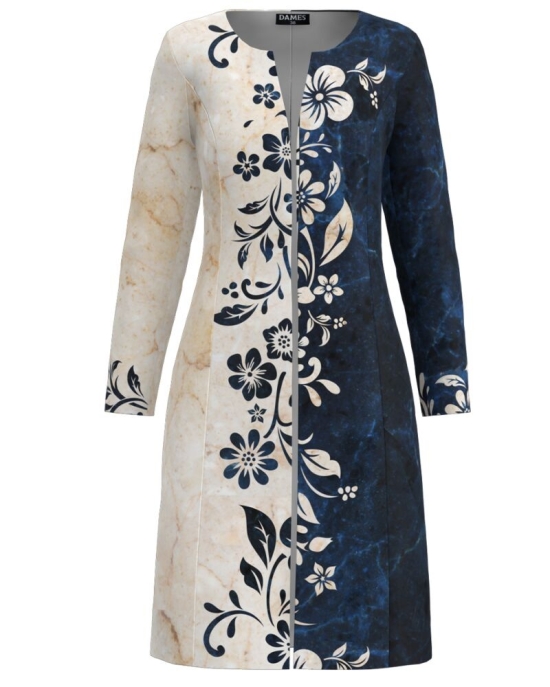 Jacheta de dama lunga imprimata cu model floral CMD3227