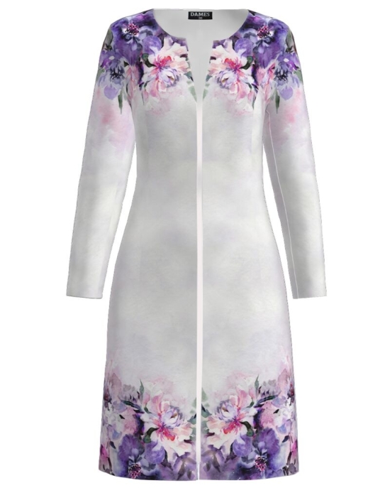 Jacheta de dama lunga imprimata cu model Floral pastelat CMD1673