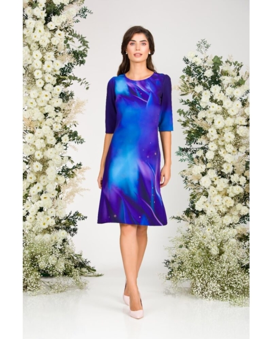 Rochie casual albastru violet imprimata cu model floral CMD3075