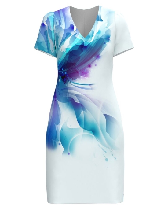 Rochie casual cu decolteu in V imprimata Abstract CMD4388
