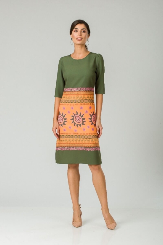 Rochie casual cu maneca imprimata digital aztec CMD165