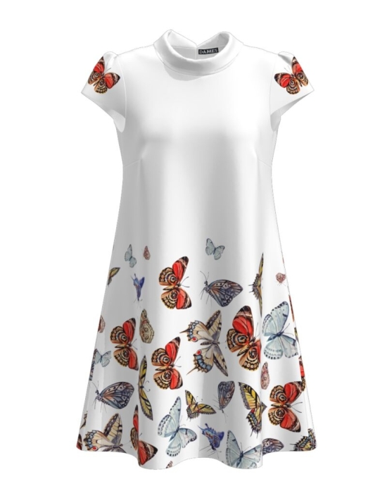 Rochie casual imprimata digital cu model Fluturi CMD892