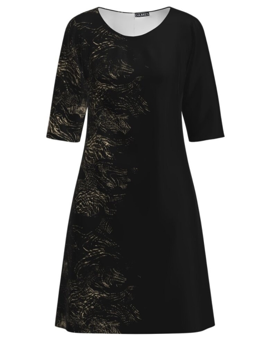 Rochie casual neagra cu imprimeu abstract CMD2267