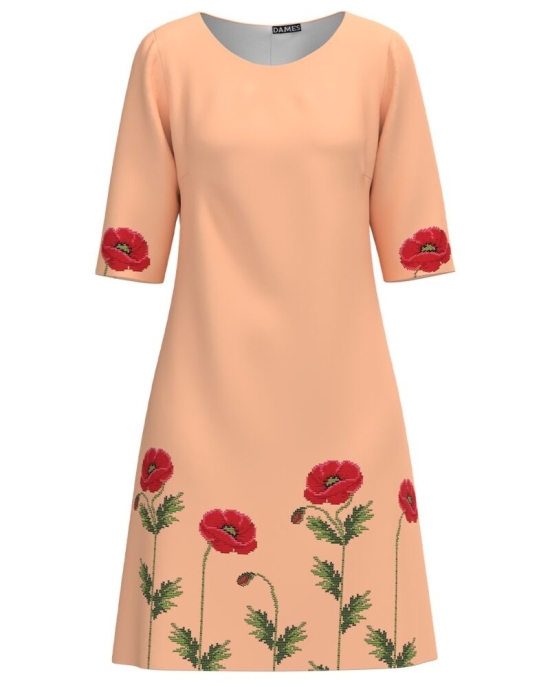 Rochie casual Peach Fuzz imprimata cu model Maci CMD4986