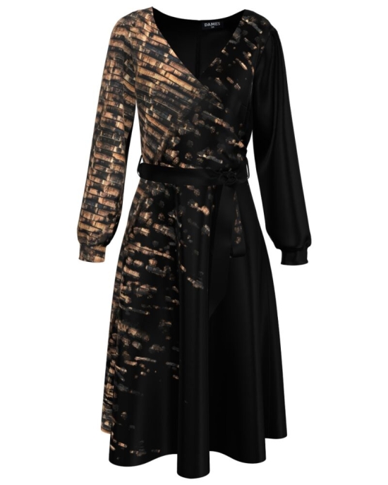 Rochie eleganta neagra imprimata cu model abstract
