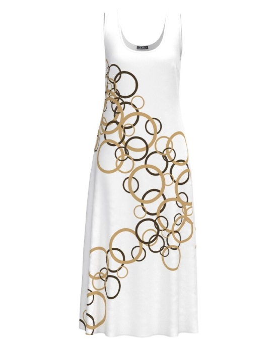 Rochie lunga casual de vara cu buzunare si model geometric CMD4081