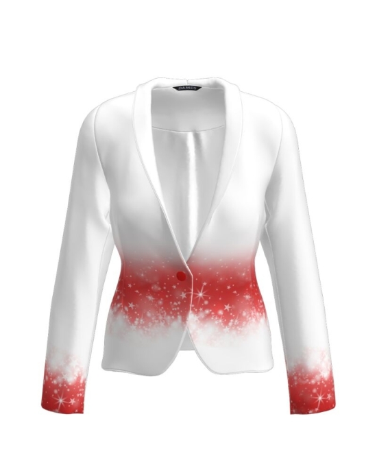Sacou alb cambrat imprimat cu model in contrast CMD3598