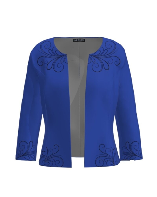 Sacou albastru cambrat imprimat cu model floral CMD3175