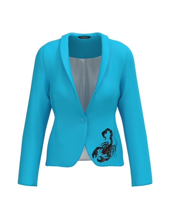 Sacou bleu cambrat imprimat Scorpion CMD3934
