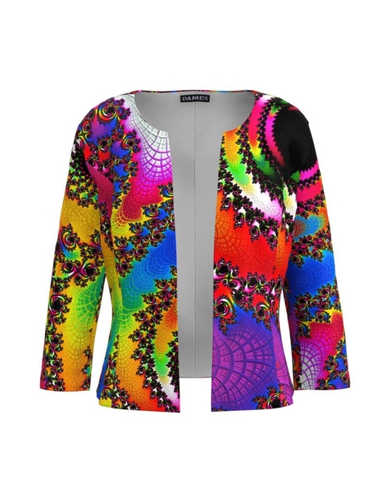 Sacou cambrat imprimat cu model multicolor CMD3217