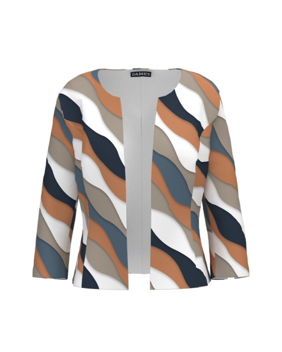 Sacou cambrat imprimat cu model multicolor CMD4637