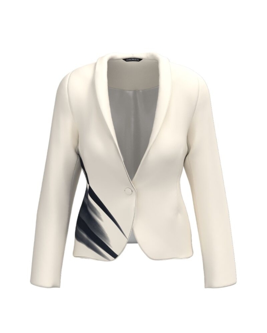 Sacou ivory cambrat imprimat cu model grafic CMD4597