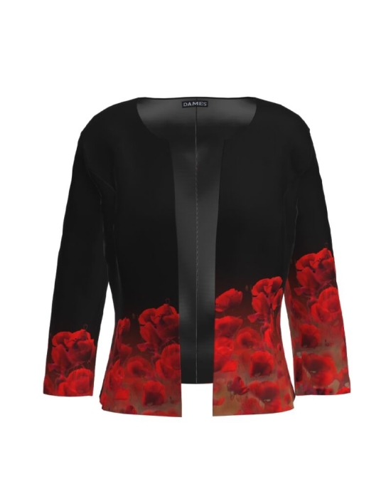 Sacou negru cambrat imprimat Maci CMD1522