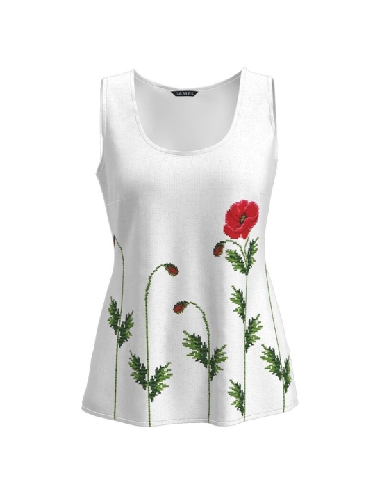 Top casual alb imprimat cu model Maci CMD2521