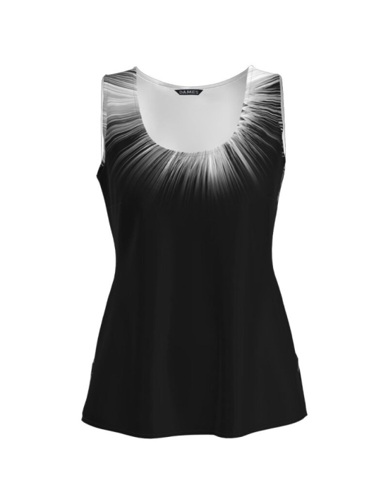 Top casual negru imprimat cu model grafic CMD2932