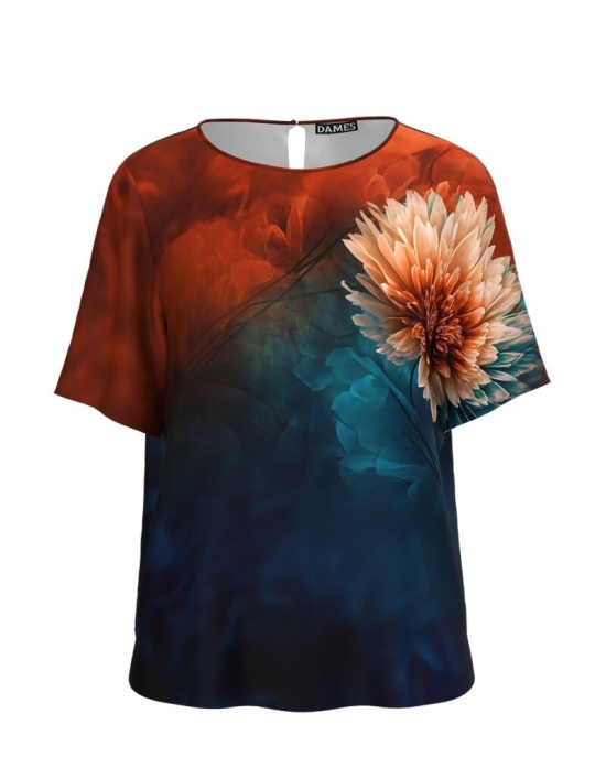 Bluza cu maneca scurta imprimata cu model floral CMD4743