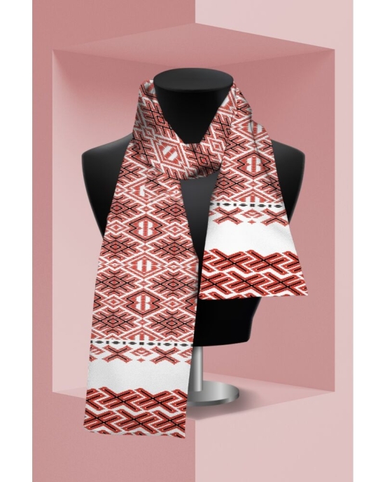 Esarfa alba subtire imprimata cu model Traditional CMD2070