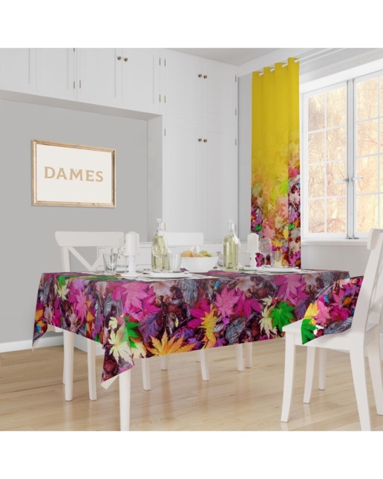 Fata de masa din satin imprimat cu model Multicolor CMD3542