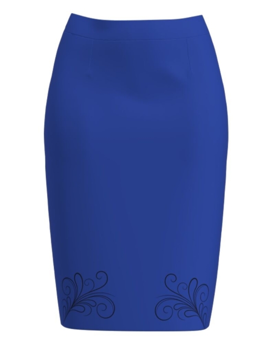 Fusta conica albastra imprimata cu model Floral CMD3176
