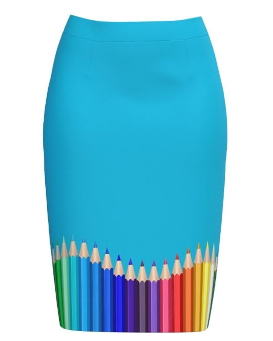 Fusta conica bleu imprimata Creioane colorate CMD4557