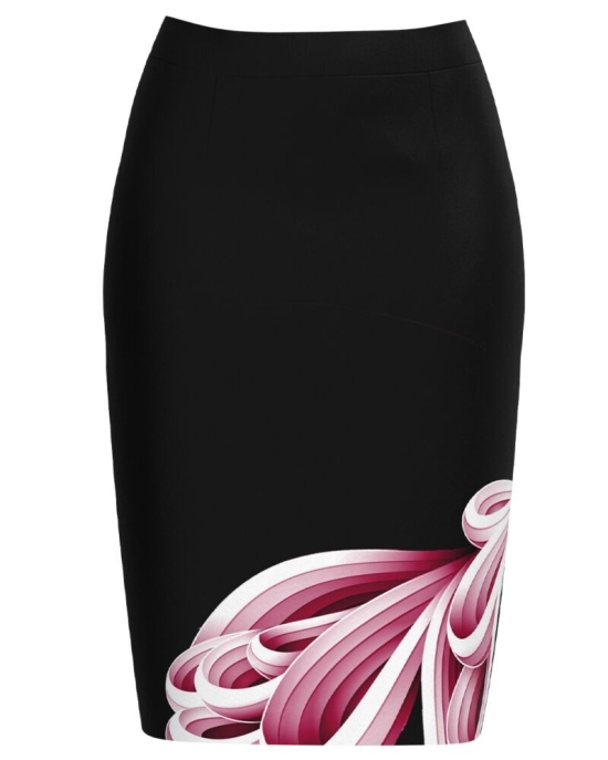 Fusta conica neagra imprimata cu model in contrast CMD4282