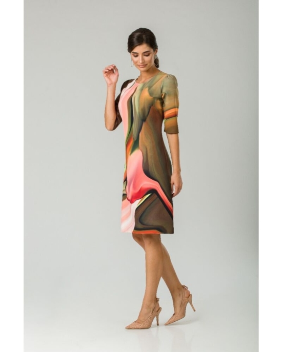 Rochie casual cu maneca imprimata digital abstract CMD163
