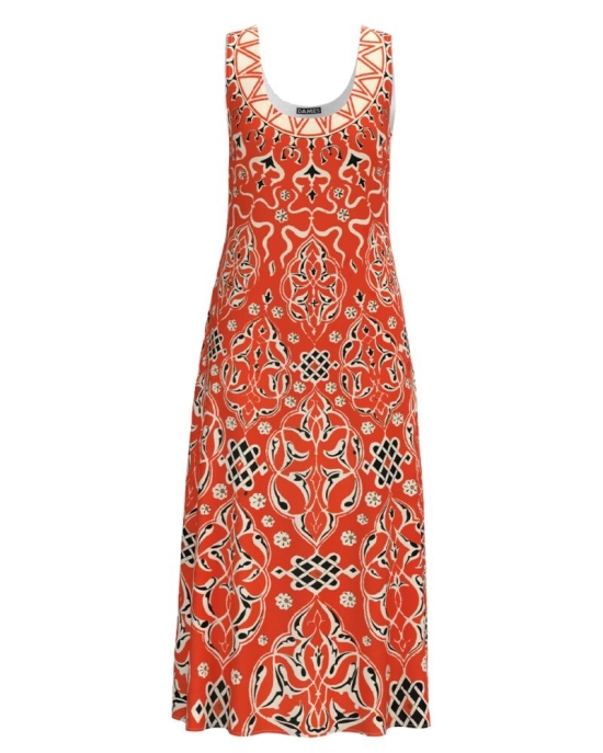 Rochie lunga casual de vara cu buzunare imprimata grafic CMD4313