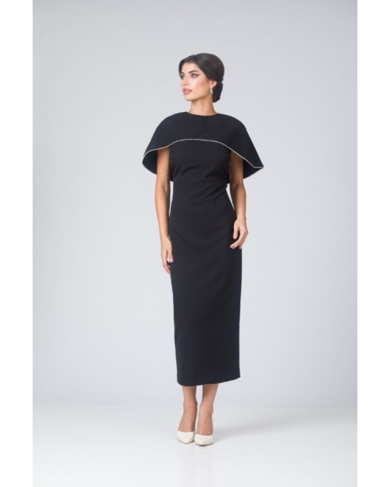 Rochie neagra lunga cu capa detasabila CMD4877