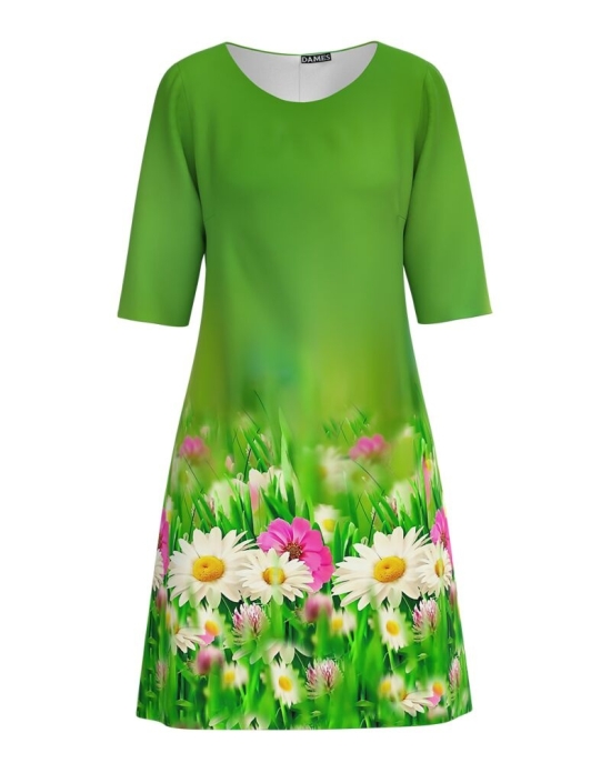 Rochie verde evazata imprimata digital CMD73