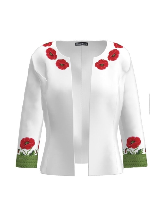 Sacou alb cambrat imprimat Maci CMD1215