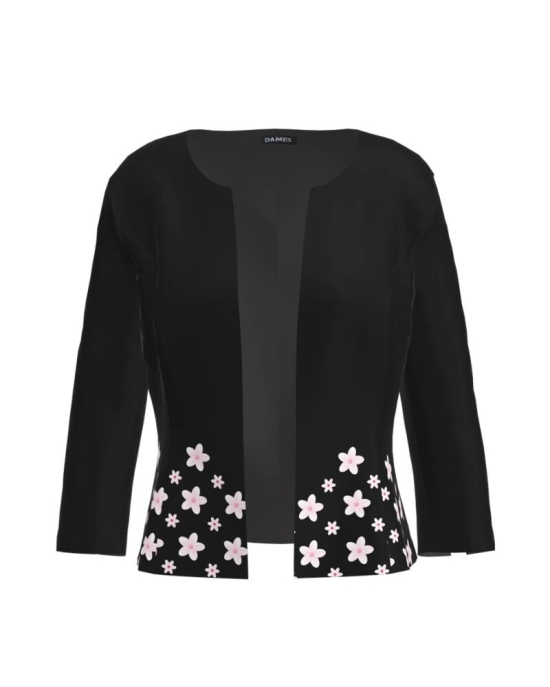 Sacou negru cambrat imprimat cu model floricele CMD1868