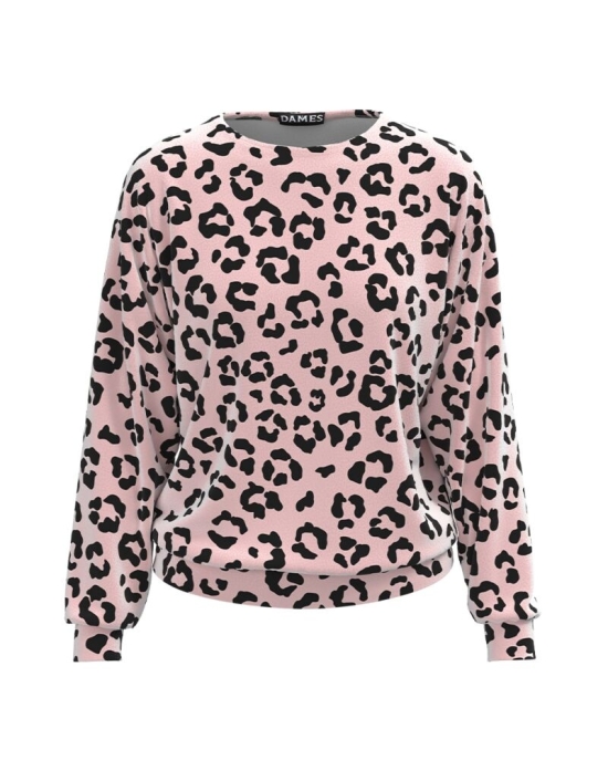 Bluza tip hanorac din catifea cu imprimeu animal print CMD4013
