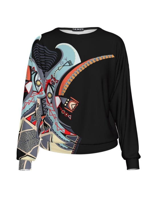 Bluza tip hanorac din catifea cu imprimeu multicolor CMD1318
