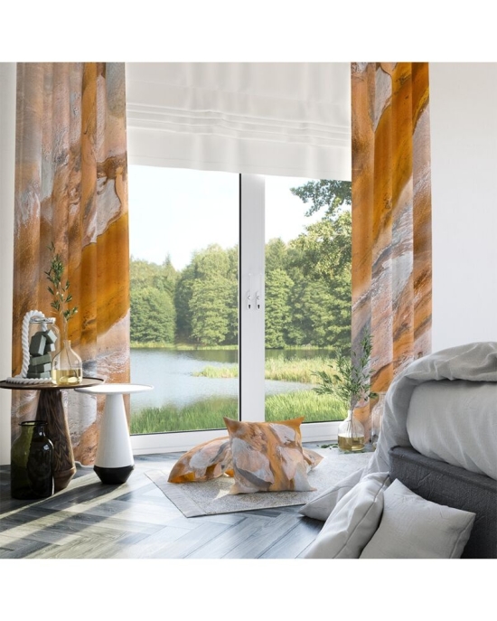 Draperie din satin imprimata cu model abstract marmorat CMD1880