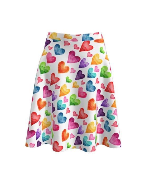 Fustă cloș imprimată digital Colorful Love A817-I20