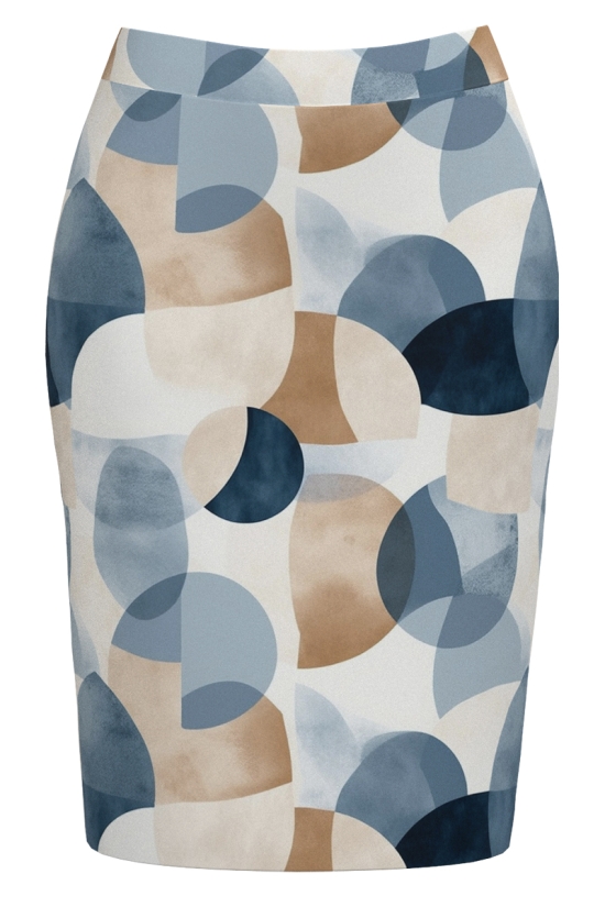 Fusta conica bej imprimata cu model geometric