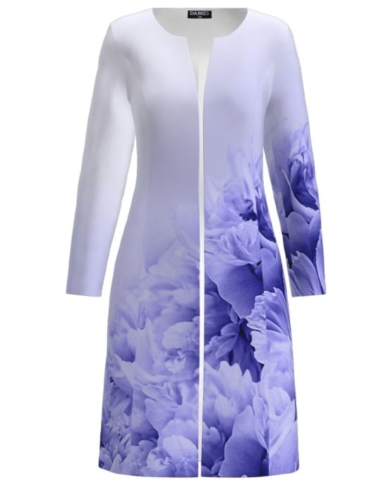 Jacheta de dama violet lunga imprimata cu model floral CMD1792