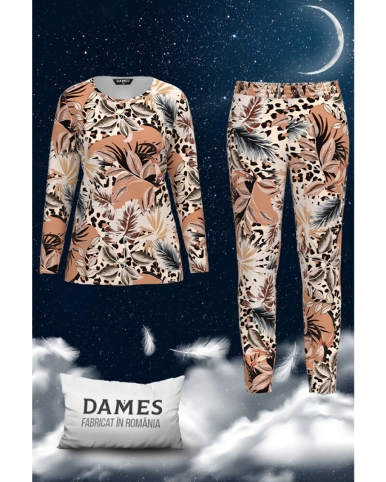 Pijamale de dama cu imprimeu frunze CMD1445
