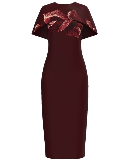Rochie bordo lunga cu capa detasabila CMD4858