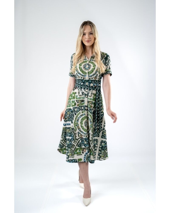 Rochie camasa cu maneca scurta imprimata gradinile Versailles SS24