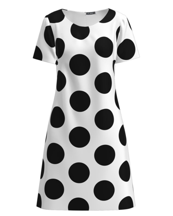 Rochie casual alba imprimata cu model Buline CMD2842