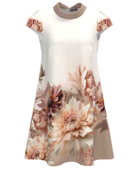 Rochie casual alba imprimata cu model floral CMD4380