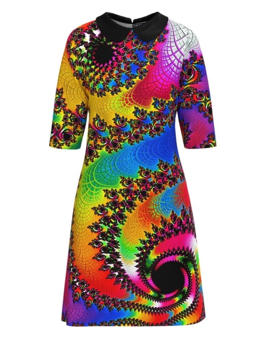 Rochie casual cu guler imprimata cu model multicolor CMD3888