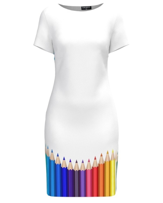 Rochie casual de vara cu maneca scurta Creioane colorate CMD4083