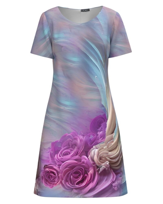 Rochie casual imprimata cu model floral multicolor CMD4221