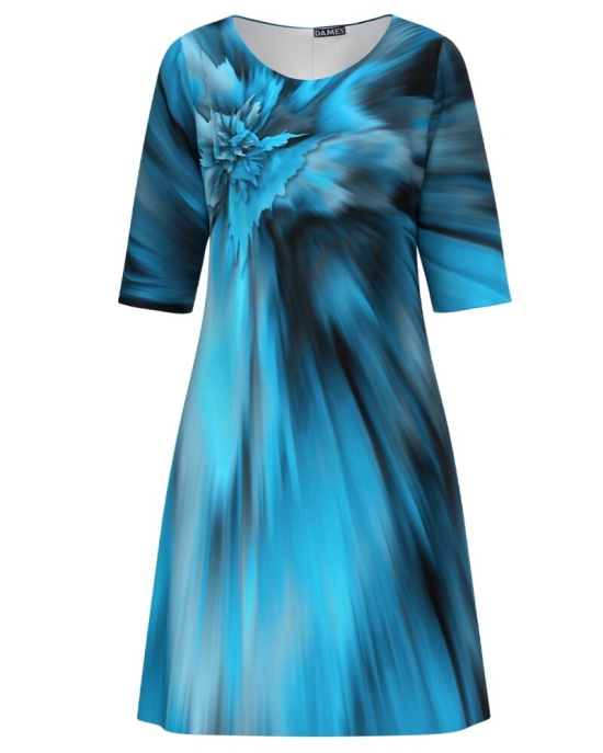 Rochie casual imprimata in nuante de albastru CMD4519