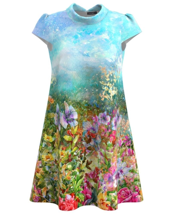 Rochie casual multicolora imprimata cu model Floral CMD2616